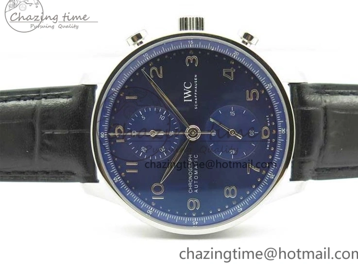 MIROTIME 0724 Timeless Portuguese Chrono IW371606 ZF 1:1 Best Edition Blue Dial on Black Leather Strap A 7099